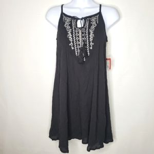 Mossimo Supply Sun Dress Beach Cover Black Sleeveless Embroidered Size XS NWT